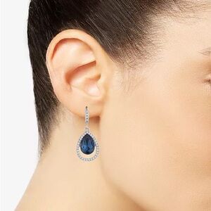 Givenchy heart of the ocean Blue and Silver Drop Earrings with Faceted Gem